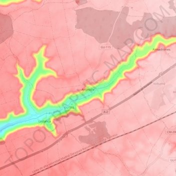 Argecilla topographic map, elevation, terrain