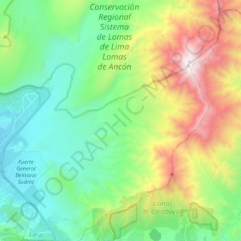 Parque Ecológico Nacional Antonio Raimondi topographic map, elevation, terrain