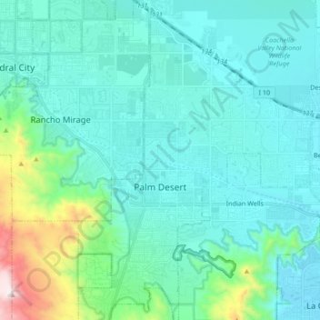 Palm Desert topographic map, elevation, terrain