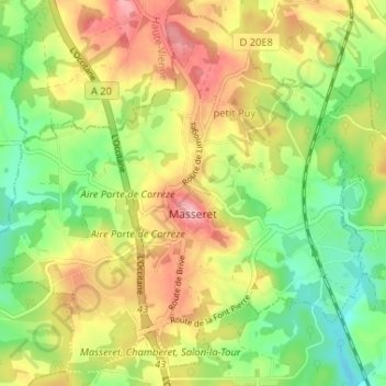Masseret topographic map, elevation, terrain