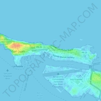Isleta de San Juan topographic map, elevation, terrain