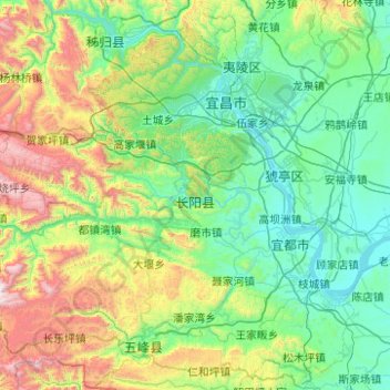 Xian autonome tujia de Changyang topographic map, elevation, terrain
