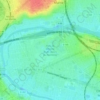Parc de Détente et de Loisirs du Tremblay topographic map, elevation, terrain