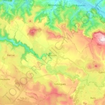 Bozouls topographic map, elevation, terrain