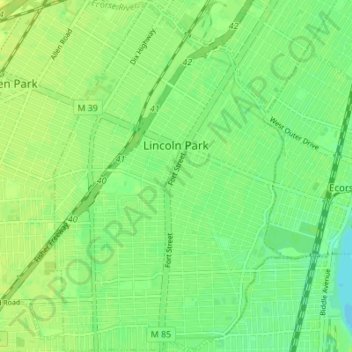 Lincoln Park topographic map, elevation, terrain
