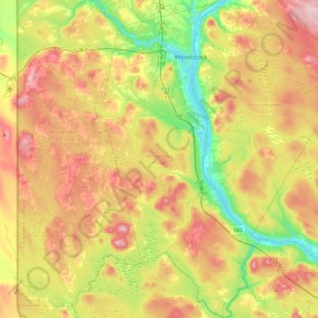 Woodstock Parish topographic map, elevation, terrain
