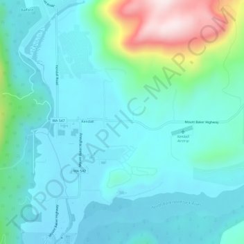 Kendall topographic map, elevation, terrain