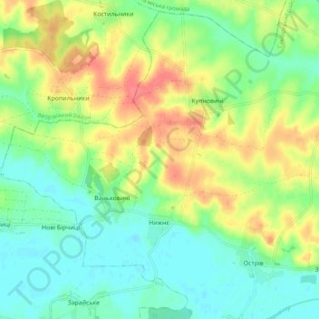 Купновицька сільська рада topographic map, elevation, terrain