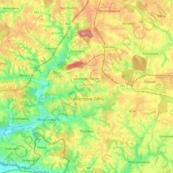 Jastrzębie-Zdrój topographic map, elevation, terrain