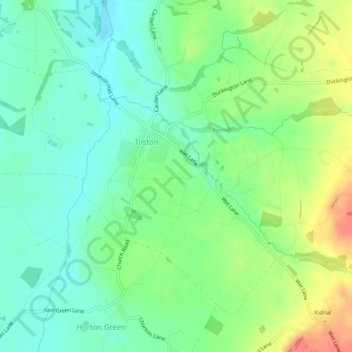 Tilston topographic map, elevation, terrain