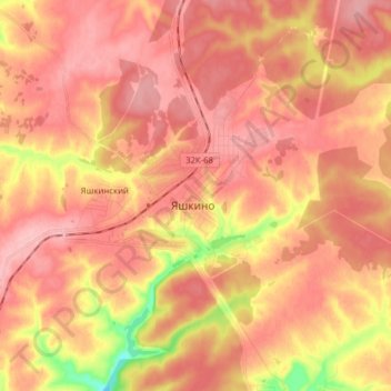 Яшкино topographic map, elevation, terrain