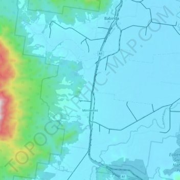 Mirriwinni topographic map, elevation, terrain