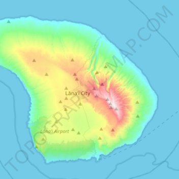 Lānaʻi topographic map, elevation, terrain