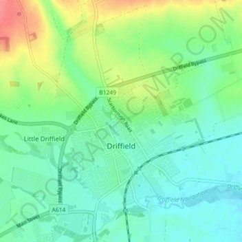 Driffield topographic map, elevation, terrain