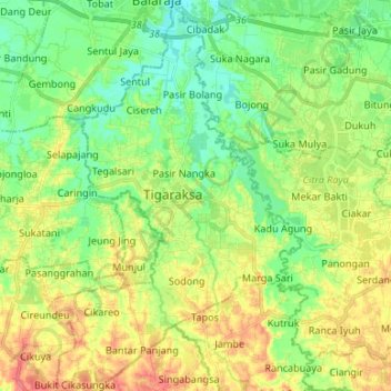 Tigaraksa topographic map, elevation, terrain