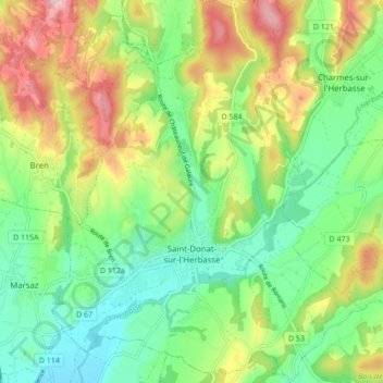 Saint-Donat-sur-l'Herbasse topographic map, elevation, terrain
