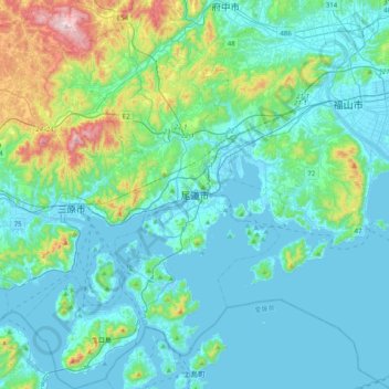 Onomichi topographic map, elevation, terrain