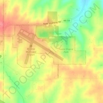 Monroe topographic map, elevation, terrain