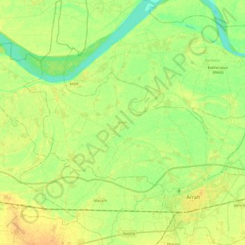 Arrah topographic map, elevation, terrain