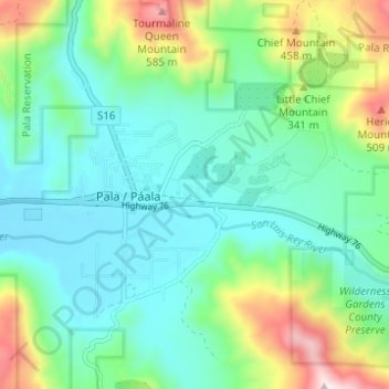 Pala topographic map, elevation, terrain