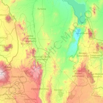 Kerio topographic map, elevation, terrain