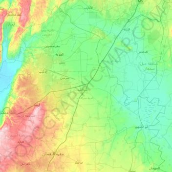 Idlib District topographic map, elevation, terrain
