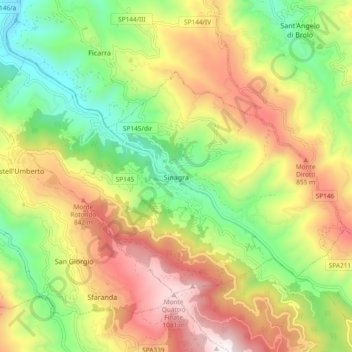 Sinagra topographic map, elevation, terrain