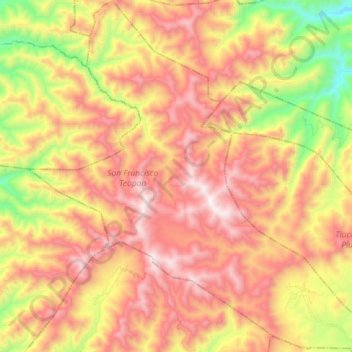 San Francisco Teopan topographic map, elevation, terrain