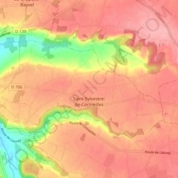 Saint-Sylvestre-de-Cormeilles topographic map, elevation, terrain