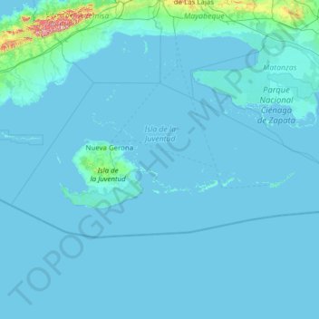Île de la Jeunesse topographic map, elevation, terrain