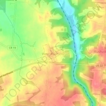 West Rushville topographic map, elevation, terrain