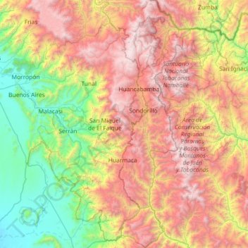 Province of Huancabamba topographic map, elevation, terrain