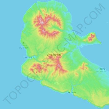 Erromango topographic map, elevation, terrain