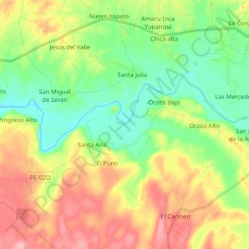 Rio Piura topographic map, elevation, terrain