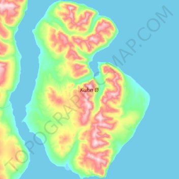 Kuhn Ø topographic map, elevation, terrain