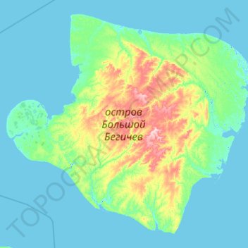Bolshoy Begichev Island topographic map, elevation, terrain