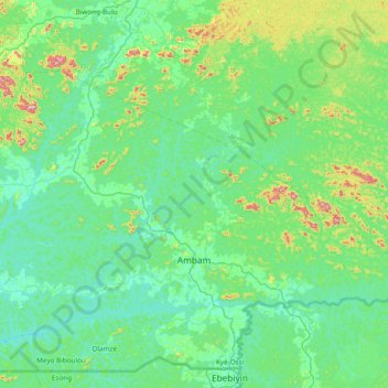 Ambam topographic map, elevation, terrain