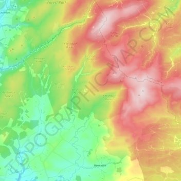 Bewcastle topographic map, elevation, terrain