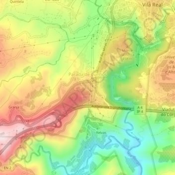 Parada de Cunhos topographic map, elevation, terrain