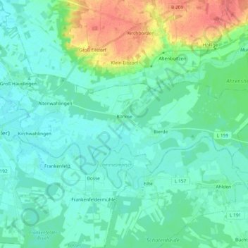 Böhme topographic map, elevation, terrain