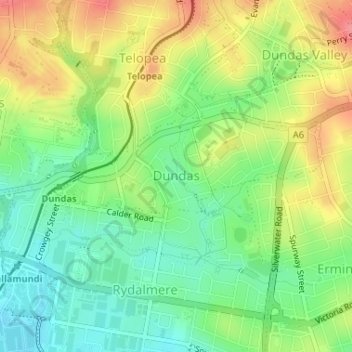 Dundas topographic map, elevation, terrain