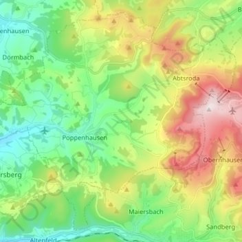 Poppenhausen topographic map, elevation, terrain