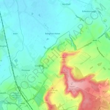 Ivinghoe topographic map, elevation, terrain