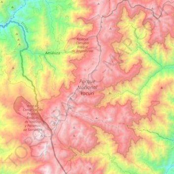 Parque Nacional Yacuri topographic map, elevation, terrain