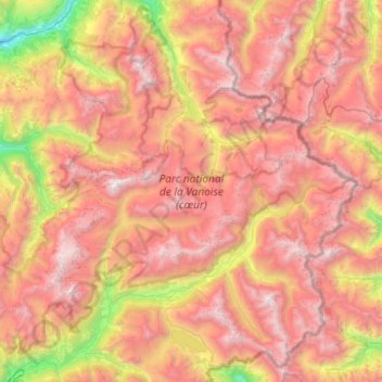 Nationalpark Vanoise topographic map, elevation, terrain