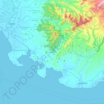 Jeneponto topographic map, elevation, terrain