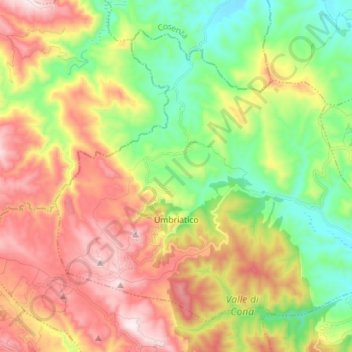 Umbriatico topographic map, elevation, terrain