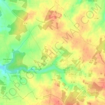 Surin topographic map, elevation, terrain