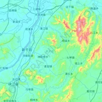新干县 topographic map, elevation, terrain