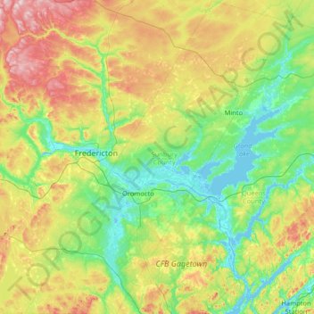 Sunbury County topographic map, elevation, terrain